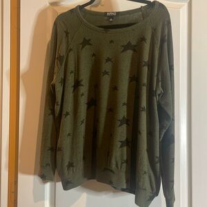 Buffalo David Bitton army green star sweater size XL pit to pit 26🪖🖤